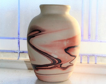 Vintage Nemadji Pottery Vase Swirl Decoration