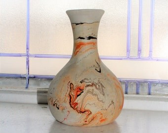 Vintage Nemadji Pottery Vase 6 Inch Swirl Pottery