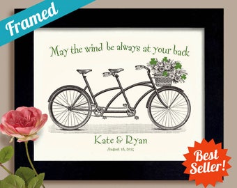 Irish Wedding Gift Unique Engagement Gift Ireland Shamrock Art Saint Patricks Day Bicycle for Two Personalized Wedding Irish Blessing Print