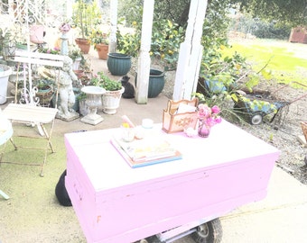 chest coffee table pink chippy shabby chic cottage chic