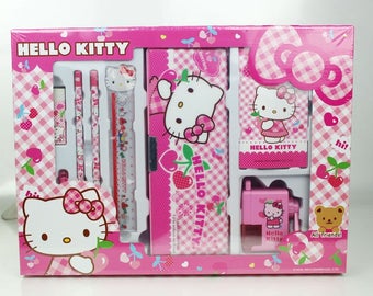 Hello Kitty Stationery set, pencil box, ruler, notebook, pencils, rubber and sharpener, birthday gift for girls, back to school, party favor
