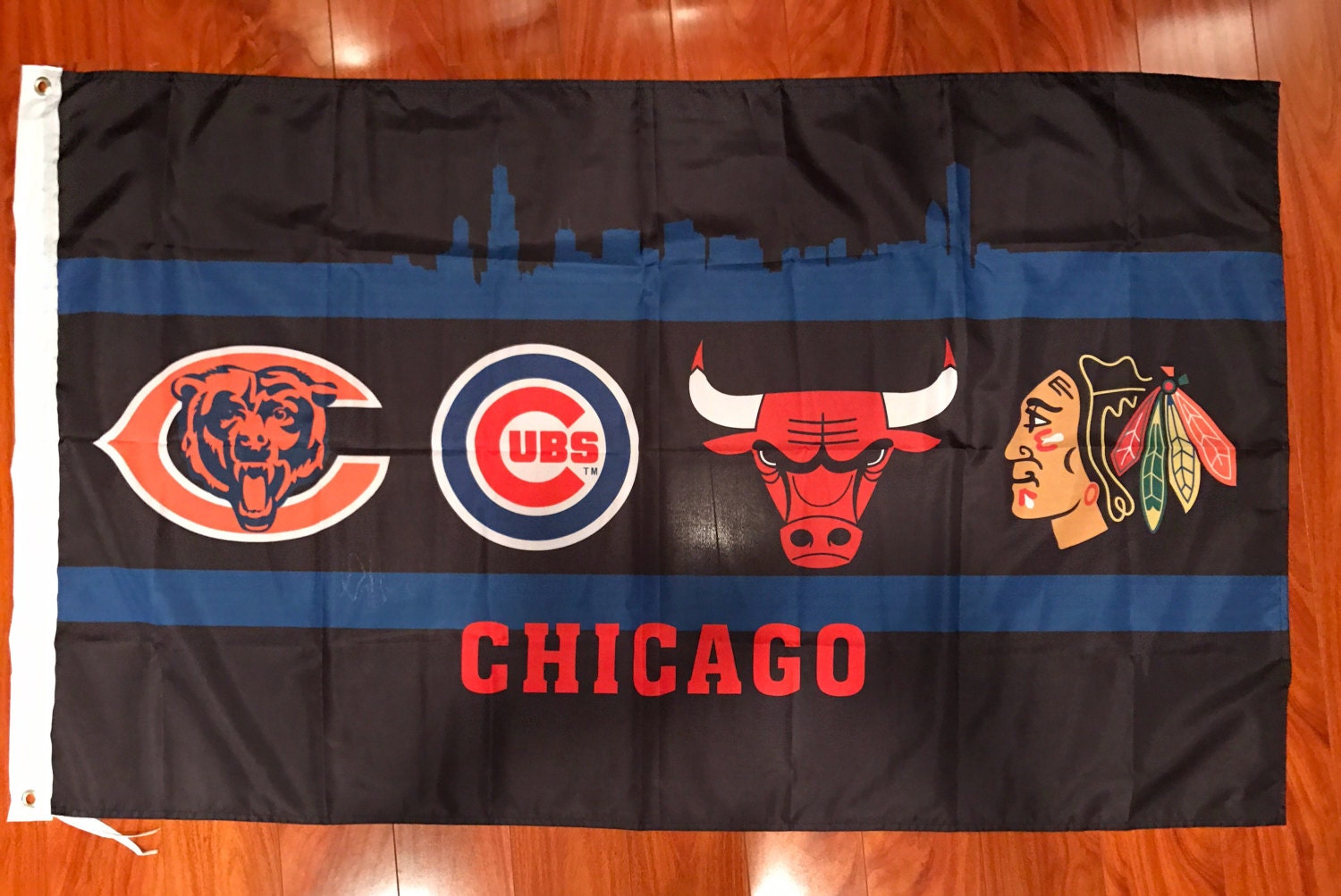 Chicago Four teams Blackhawks Bulls Cubs Bears 3 X 5 Feet Flag
