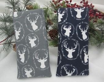 Men's Stag Sunglass eyeglass fabric case gray or navy lined and padded RTS