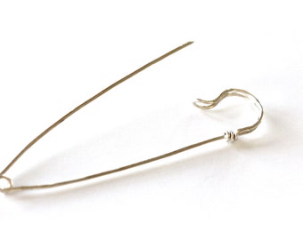 safety pin brooch | safety pin jewelry | 2 inch sterling silver safety pin | gold safety pin | boutonniere pin | handmade by girlthree