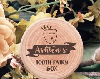 Funky tooth fairy box with name and fairy holding tooth. Perfect keepsake box for all baby teeth. Great birthday gift.