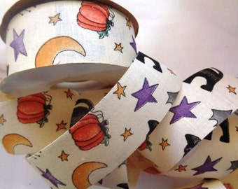 Hocus Pocus Cotton Ribbon Trim, Multi Color / Cream, 1 3/8" inch wide, 1 yard, For Victorian & Romantic Crafts