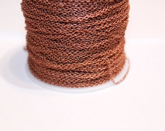 32ft Red copper Brass chain 2x1.5mm soldered links