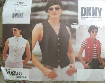 Vogue 1257 DKNY Misses Vest Pattern Vintage 90's Cut