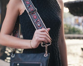 Guitar Strap Style Handbag Strap - Red Peacock Feathers - Adjustable Bag Strap for handbags, purses and messenger bags - Purse NOT Included