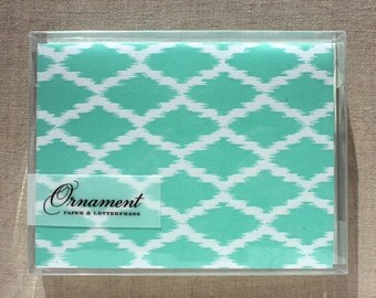 Green Ikat Letterpress Card Set