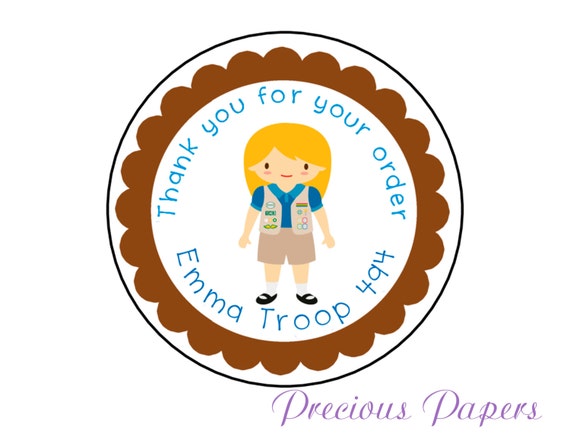 Personalized PRINTED girl scout troop stickers girl scout