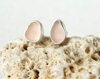 Pink Sea Glass Stud Earrings - Genuine Sea Glass, Natural Sea Glass, Rare Sea Glass, Beach Glass, Beach Glass Jewelry, Beach Glass Earrings