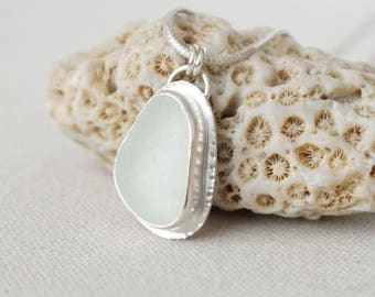 Seafoam Green Sea Glass Pendant - Natural Sea Glass, Genuine Sea Glass - Sea Glass Necklace, Sea Glass Jewelry