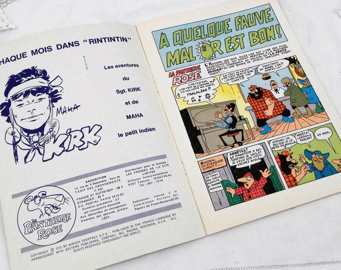 Vintage French 1975 Pink Panther Comic Magazine, Graphic Novel, Collection, Super Hero, Man Cave, Retro, France, Comic Book, Library, Child