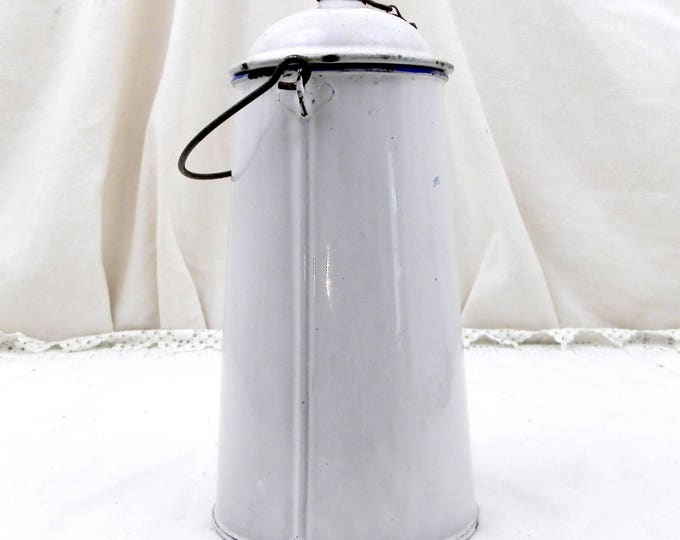Antique French White Enamelware Milk Pail / Churn, French Country Decor, Chippy Enamel, Chateau, Shabby, Chic, Retro, Rustic Cottage Kitchen Antique French White Enamelware Milk Pail / Churn, French Country Decor, Chippy Enamel, Chateau, Shabby, Chic, Retro, Rustic Cottage Kitchen