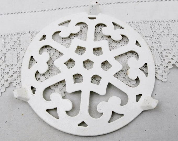 Vintage French Cast Iron White Enamelware Trivet, Hot Plate, Heat Mat, Rustic, Shabby Cottage Kitchen, French Country Decor, Farmhouse Vintage French Cast Iron White Enamelware Trivet, Hot Plate, Heat Mat, Rustic, Shabby Cottage Kitchen, French Country Decor, Farmhouse