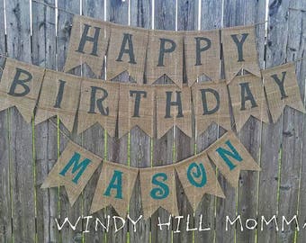HAPPY BIRTHDAY Burlap Banner happy birthday decoration home decor