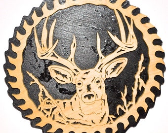 Saw Blade White Tail Deer Scroll Saw Wall Plaque