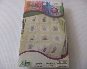 BABY QUILT BLOCKS/Baby Quilt Kit/Stamped Quilt Blocks/Janlynn 998-4008/12 Quilt Blocks 9 Inches x 9 Inches/Baby Designs