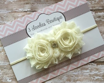 Clearance..Cream Headband..Newborn Headband..Baby Girl Headband..Headband..Infant Headband..Baby Headband..Headband..Baby