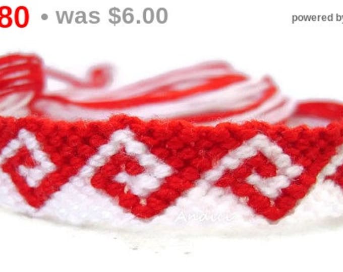 Knots for a Cause - Greek waves - Two colored friendship bracelets in Red and White