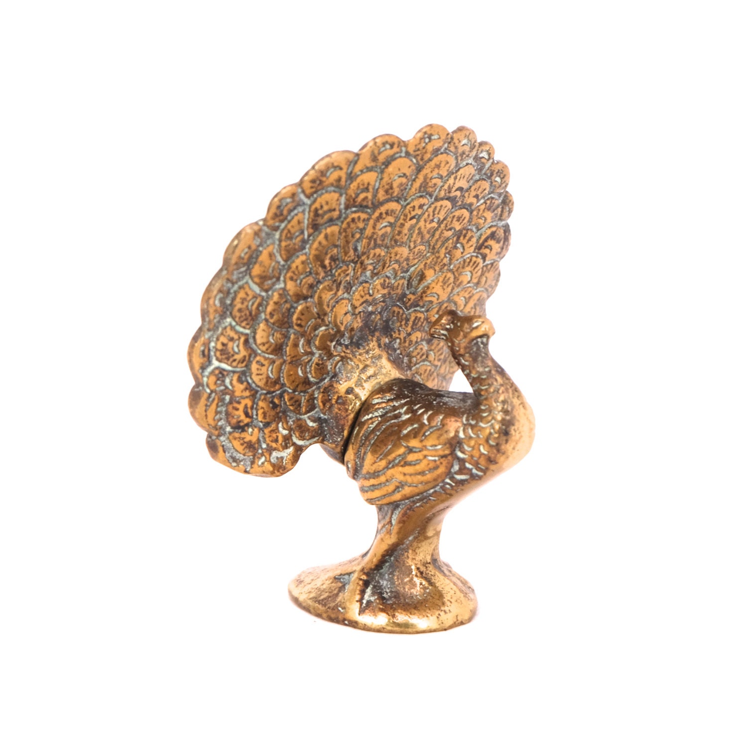 FREE SHIPPING Solid Brass Peacock Figurine Vintage Brass