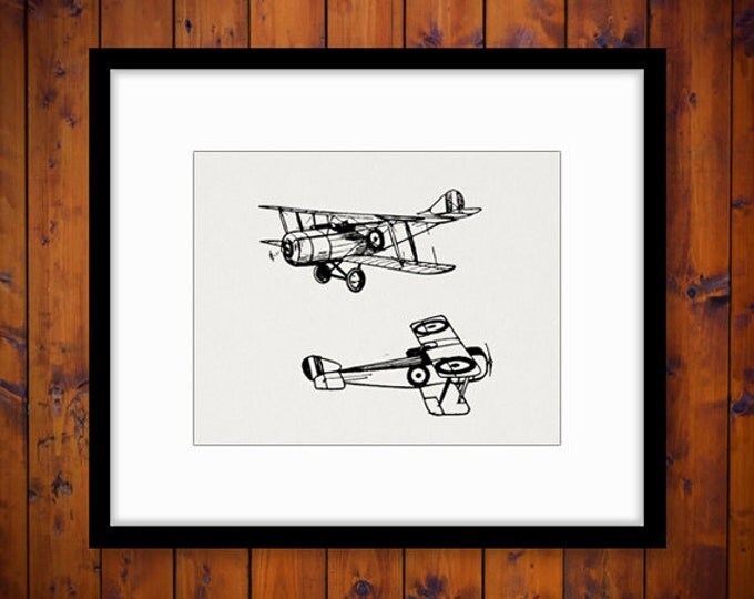 Digital Printable Antique Airplanes Image Two Planes Graphic Download T-Shirts Jpg Png Eps HQ 300dpi No.1005