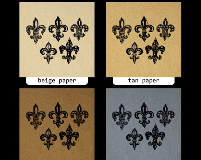 Digital Printable Fleur-de-lis Symbols Graphic Fleurdelis Image Collage Sheet Download Jpg Png Eps HQ 300dpi No.1260