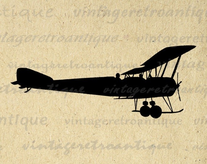 Airplane Silhouette Printable Image Graphic Vintage Plane Download Digital Antique Clip Art Jpg Png Eps HQ 300dpi No.3319