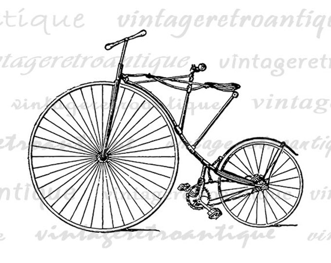 Antique Bicycle from 1880 Printable Graphic Download Bike Illustration Digital Image Artwork Vintage Clip Art HQ 300dpi No.3160