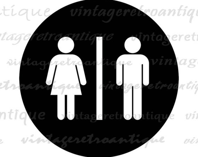 Digital Printable Male Female Symbol Image Bathroom Icon Restroom Symbol Graphic Download Antique Clip Art Jpg Png HQ 300dpi No.4422