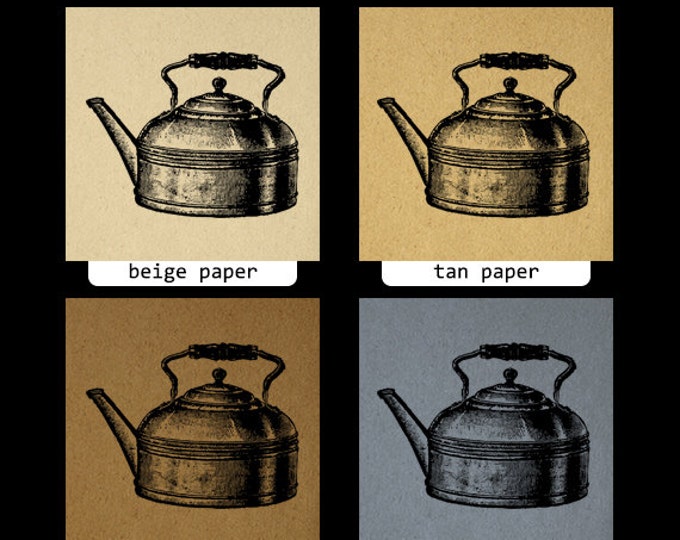 Tea Kettle Graphic Image Download Antique Digital Printable Vintage Clip Art Jpg Png Eps HQ 300dpi No.1516