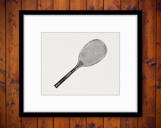 Antique Tennis Racquet Digital Image Download Tennis Racket Graphic Printable Vintage Clip Art Jpg Png Eps HQ 300dpi No.4273