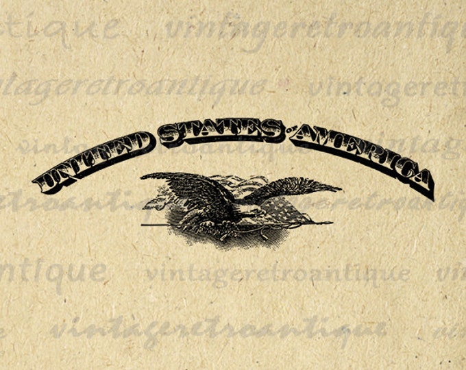 United States of American Digital Image Download Printable Graphic Vintage Clip Art HQ No.1072