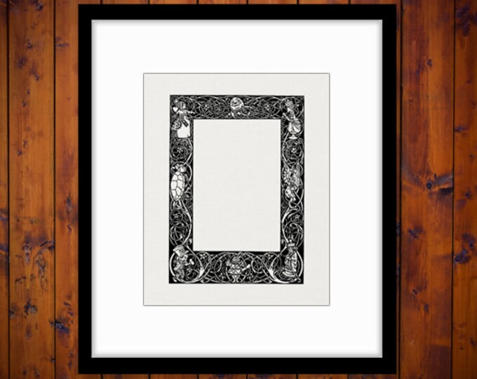 Digital Graphic Alice in Wonderland Frame or Border Image Printable Download Antique Clip Art Jpg Png Eps HQ 300dpi No.2495