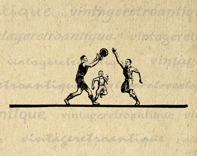 Digital Printable Vintage Basketball Players Download Basketball Image Graphic Antique Clip Art Jpg Png Eps HQ 300dpi No.4300