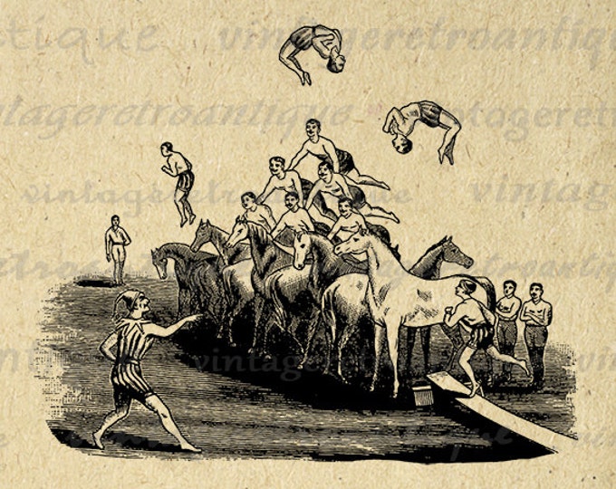 Circus Acrobats Graphic Printable Digital Download Image Artwork Vintage Clip Art Jpg Png Eps HQ 300dpi No.2129