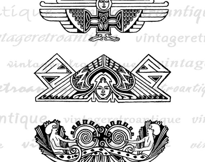 Digital Image Native American Indian Ornaments Printable Banner Graphic Header Download Vintage Clip Art Jpg Png Eps HQ 300dpi No.3831