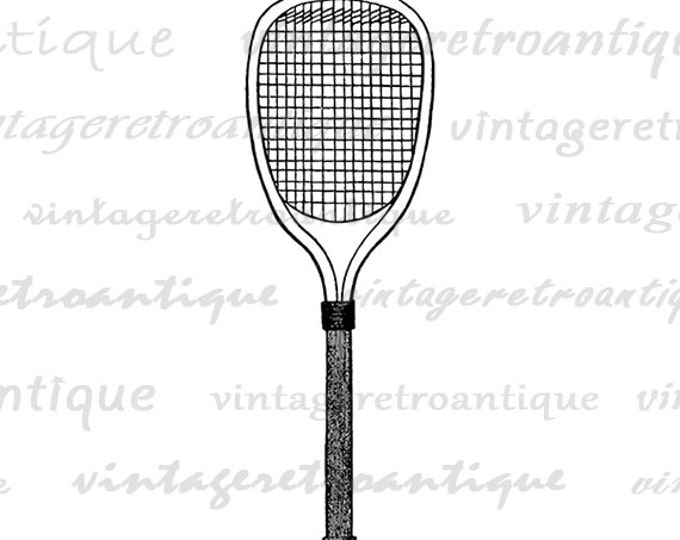 Digital Tennis Racquet Image Graphic Tennis Racket Printable Download Antique Clip Art Jpg Png Eps HQ 300dpi No.4223