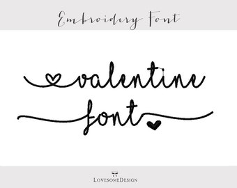 Valentine Script Embroidery Font Four Sizes 1inch 2inch 3inch 4inch Embroidery Font, Modern Calligraphy Font, Calligraphy Font Embroidery