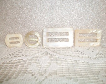 Vintage Shell Belt Buckle Scarf Slide Retro Accessories Crafting Mother Of Pearl Beachy