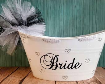 Bride Wedding Gift Basket, Oval Tub, Bridal Shower Gift Basket