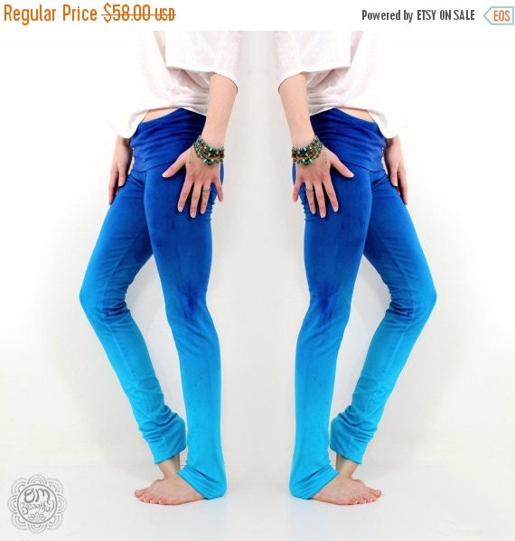 HOLIDAY SALE Handmade Blue Yoga Leggings Ombre by OmBeautiful