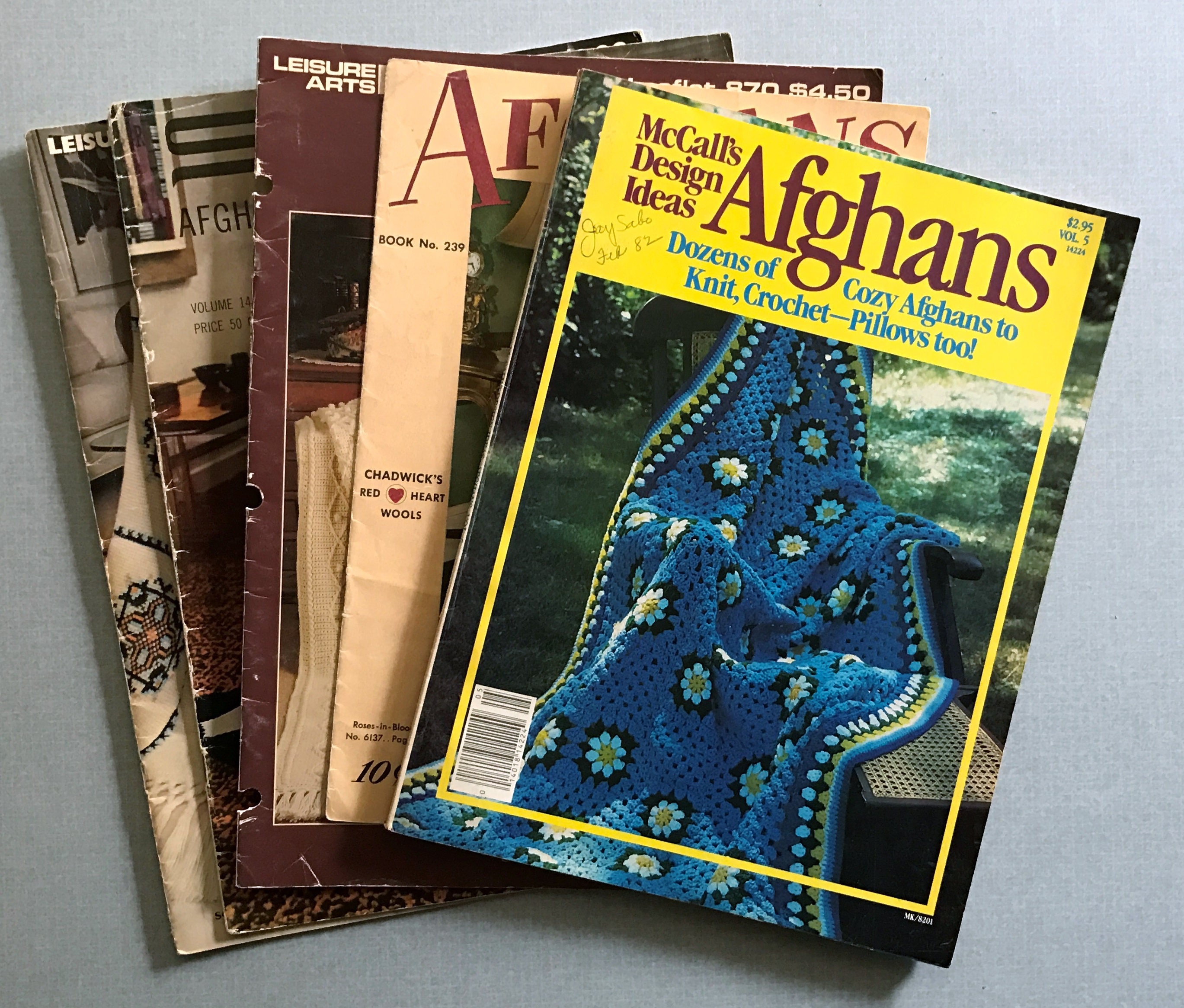 Lot of 5 Vintage Afghan Pattern Books, 19481989 from TheCraftyConnector on Etsy Studio