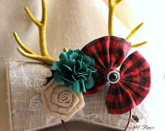 deer antler headband - reindeer antlers headband - Headband antler - antler headband - antler headpiece - realistic deer antler headband