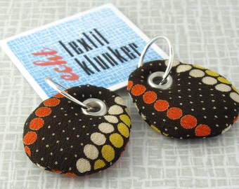 brown and dotted fabric earrings