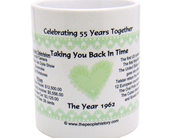 1962 55th Anniversary Mug - Celebrating 55 Years Together