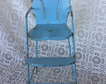 Doll highchair, 1950's, blue, Amsco