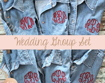 Monogram Denim Shirt | Bridesmaid Button Up | Monogrammed Shirt | Monogram Button Down | Bride Shirt | Bridal Party | Wedding Denim Shirt