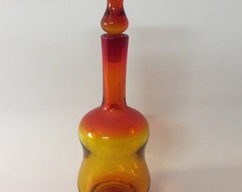 Tangerine/Amberina Art Glass Decanter Blenko West Virginia